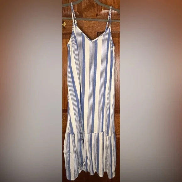 j crew striped linen dress V-neck Sheath Dress In Striped Linen Blend For Women